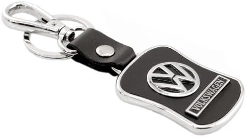 Leather Imported Key Chain Key Ring with Chrome car Logo for Volkswagen Polo Jetta ameo Vento Beetle Cross Sports car Logo