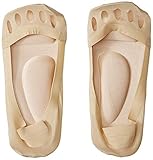 HUE Women's Classic Open Toe Liner Sock with Cushioned Sole, Cream, M/L