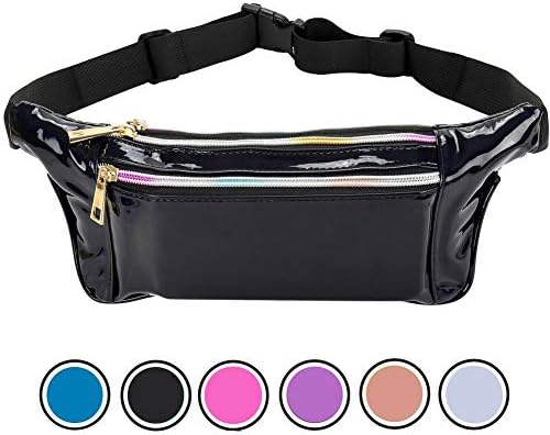 Holyami Fashion Holographic Fanny Pack for Women Men-Waterproof Travel Waist Packs Bum Purse Bags for Rave, Festival,Hiking