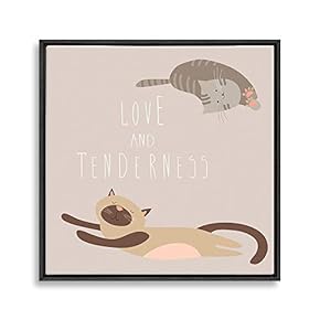 Framed Canvas Wall Art for Living Room, Bedroom Cute Cartoon Cats Canvas Prints for Home Decoration Ready to Hanging - 16x16 inches