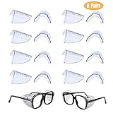 8 Pairs Safety Eye Glasses Side Shields Slip On Clear Side Shields for Safety Glasses, Fits Small to Medium Eyeglasses, Added More Protection on Safety Glasses