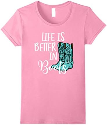 Womens Cowgirl T Shirt - Life is Better In Boots Country T Shirt XL Pink