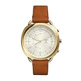 Fossil Women's Accomplice Stainless Steel and Leather Hybrid Smartwatch, Color: Gold, Tan (Model: FTW1201)