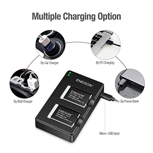 ENEGON NB-13L Replacement Battery Pack (2 Packs) and Dual USB Charger for Canon PowerShot G5X, G7X, G7X II, SX720, SX730, SX740, SX620, G1X III, G9X, G9X II Cameras