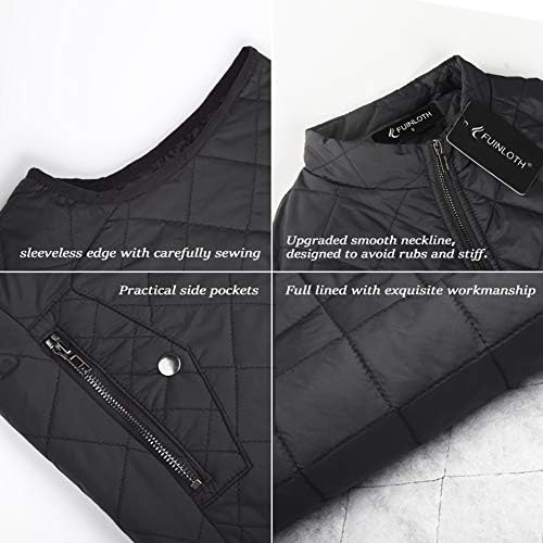 fuinloth Women's Padded Vest, Stand Collar Lightweight Zip Quilted Gilet 5 fuinloth Women's Padded Vest, Stand Collar Lightweight Zip Quilted Gilet