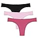 Ekouaer Cheeky Underwear Womens G string Thongs Panties 3 Pack Red Assorted, Large, Black/Rose Red/Pink(3 Pack), Large/7