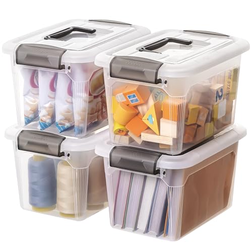 Citylife 4 Packs 6 QT Storage Bins with Lids Clear Plastic Bins with ...