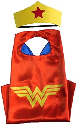 Yellowz Kids Satin Superhero Wonder Woman Cape and Mask, 3-10 Years (Red)