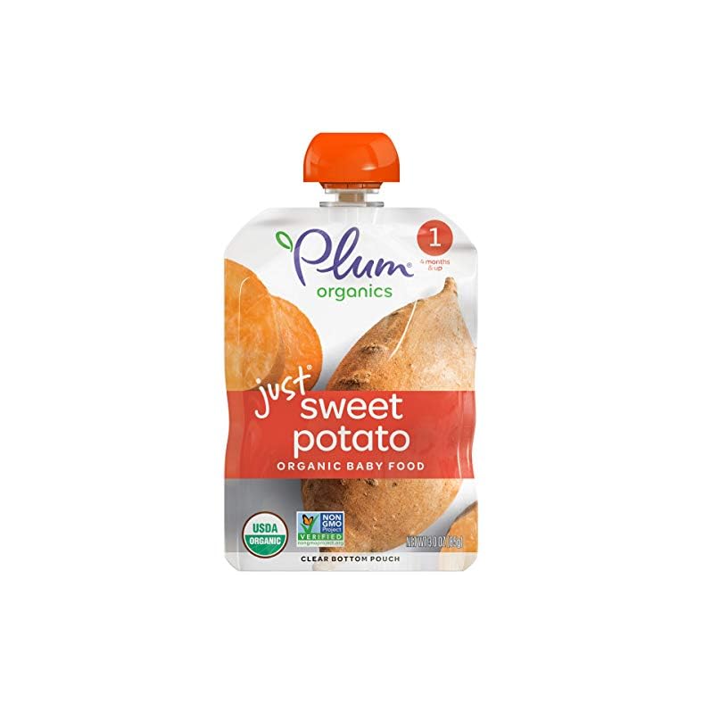 Plum Organics | Stage 1 | Organic Baby Food Meals [4+ Months] | Just Sweet Potato | 3.5 Ounce Pouch (Pack Of 12)