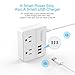 TESSAN Portable 2 Outlet Small Travel Power Strip with 3 USB Ports -Desktop Charging Station 5 Foot Extension Cord- Non Surge Protection Cruise Ship Approved -White