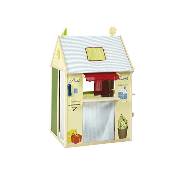 roba Spielhaus-Kombination, Rollenspiel Haus für Kinder, verwendbar als Kaufladen, Kasperletheater, Tafel, Schalter für Post/Bank/Kiosk