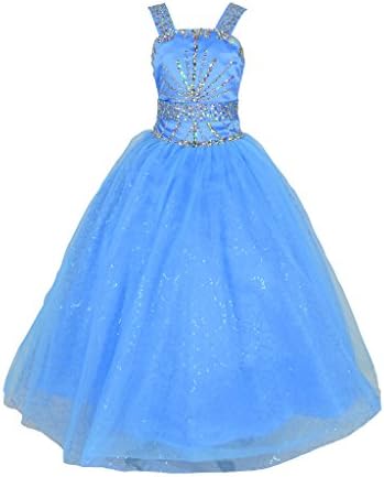GreenBloom Girls A-Line Beading Princess Formal Dresses Prom Ball Gowns 6 US Light Blue