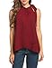 ACEVOG Women's Pleated Chiffon Layered Front Pleat Cool Short Tank Tunic Blouse Tops (Wine Red L)