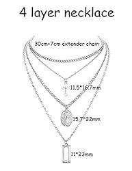 ORAZIO 2PCS Layered Necklace for Women Girl Cross