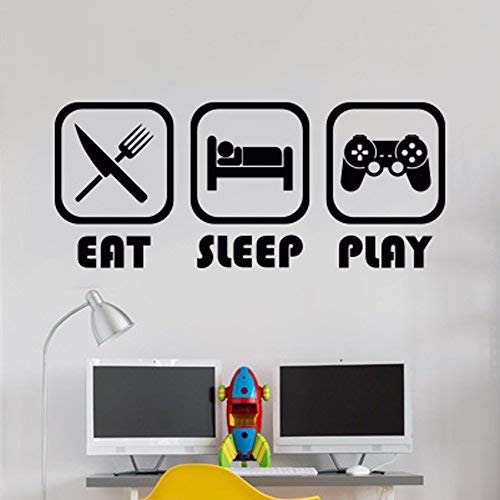Eat Sleep Play Kids Room Decor Posters Stickers Teen Walls Art Boys Gaming Sticker Teenage Wall Stencils Nursery transfers Decal Gamer Vinyl Wallpaper Picture Children Quotes Kid murals Game Zone