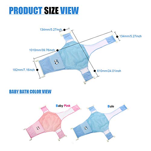 StillCool Newborn Baby Bath Seat Support Net Bathtub Sling Shower Mesh Bathing Cradle Rings for Tub (Bathtub not Included)(Blue) - Thumbnail 5