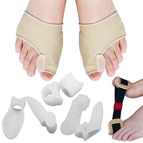 Bunion Corrector Bunion Relief Protector Kit of 9pcs Toe Separator - Relieve Pain in Hallux Valgus, Tailors Bunion, Big Toe Joint, Hammer Toe, Bunion Pad Splint, Toe Spacer Straightener by Blisstime