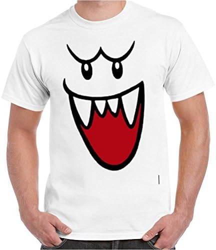 Crazy Happy Tees Men's Mario Bros Ghost Boo Funny T-shirt White (XX-Large)