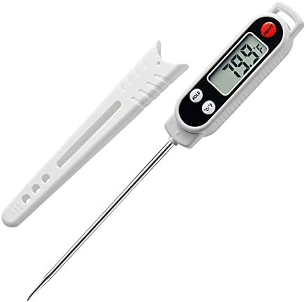 Meat Thermometer - VILISPMK Digital Cooking Thermometer Instant Read Food Temperature Freeze Measured Value with Super Long Probe Calibration and Large Screen Display for Kitchen(220mm, White)