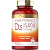 Vitamin D3 5000 IU | 500 Softgels | Value Size | Non-GMO and Gluten Free Supplement | 125mcg | by Carlyle