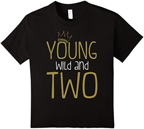 Kids Young Wild And Two Onesie Funny Happy Baby Shirt Set 4 Black
