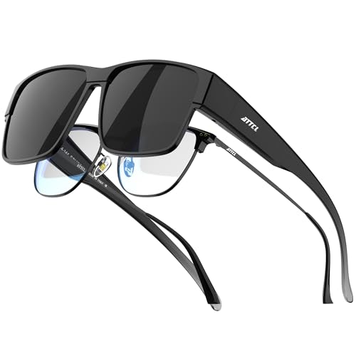 ATTCL Sunglasses Over Normal Glasses Polarised: Women Men UV Protection TR90 Square Frame Driving Fishing Travel