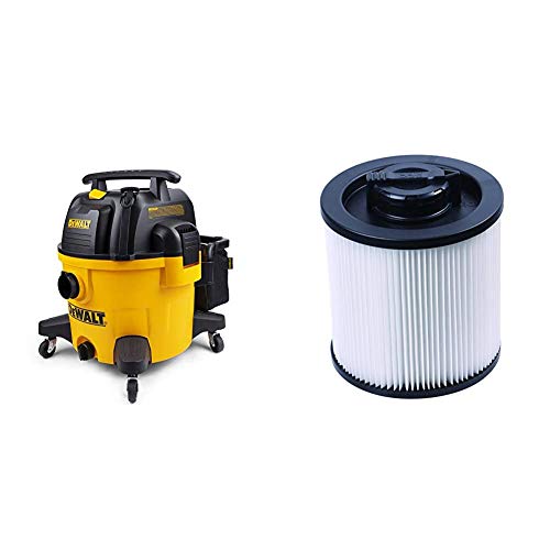DeWALT DXV09P 9 Gallon Poly Wet/Dry Vac, Yellow & Cartridge Filter