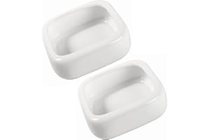 LEETOYI Reptile Food Bowls Ceramic Square Reptile Water Food Dish, Pet Food Bowl for Lizards, Young Bearded Dragons, Small Snakes, Gecko Tortoise Spider (White, Small 2-Pack)
