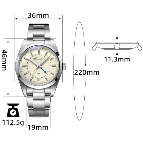 ADDIESDIVE 36 mm Small Dial GMT Men's Watch Diver Waterproof 100 M Ronda 515-24H Stainless Steel