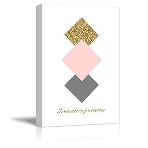 Canvas Wall Art - Gold Glitter Geometric Canvas Art Piece - Giclee Print Gallery Wrap Modern Home Art Ready to Hang - 12x18 inches