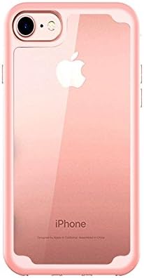 iPhone 7Case / iPhone 8 Case Herryna Transparent Case for with Clear Slim Hard Plastic Back Plate and Black Shockproof PC Frame (Rose gold)