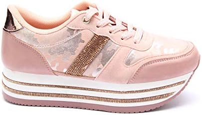 Womens Ladies Fashion Chunky Platform Diamante Sole LACE UP Casual Trainers UK