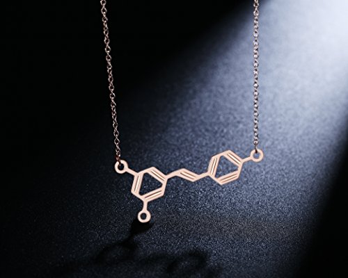 Rosa Vila Wine Molecule Necklace, Wine Lover Gifts for Women, Chic Geeky Jewelry, for Wine Lovers, Makers, and Enthusiasts, 19" Chain (Rose Gold Tone), Mother's Day