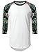 URBANCREWS Mens Hipster Hip Hop Hawaiian Floral Raglan Baseball Shirt White, 2XL