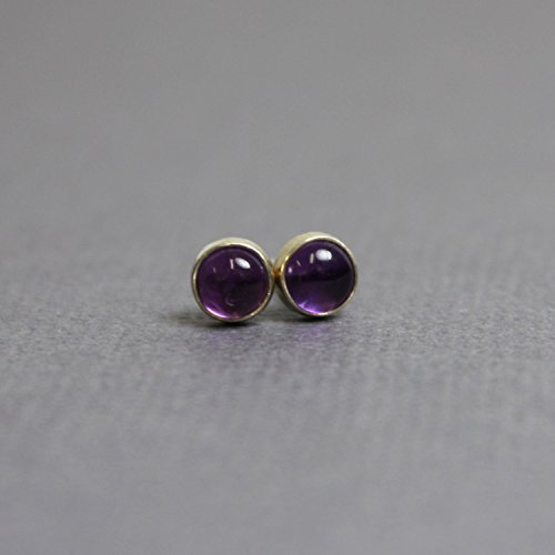 Amethyst Stud Earrings, Purple 4mm Sterling Silver Post Earrings