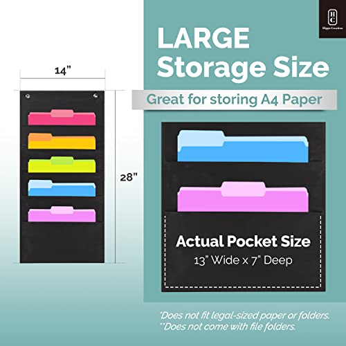 Heavy Duty Storage Pocket Chart for Classroom and Office, 5 Pockets, 2