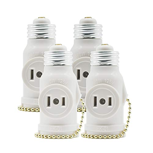 2 Outlet Light Socket Adapter,E26 Bulb Socket to Outlet Splitter