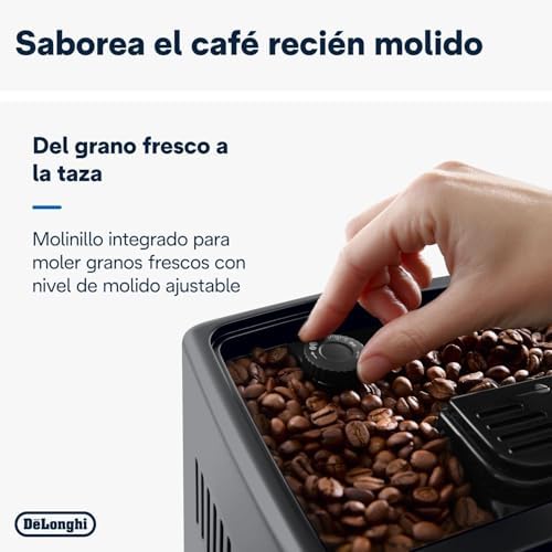 De'longhi dinamica plus ecam382.70.b, máquina automática de grãos de café, máquina de cappuccino com hot lattecrema, cafeteira expresso feijão para xícara com 18 receitas, tela tft de 3,5 ", 1450 w, preta