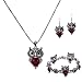 YAZILIND Jewelry Sets Vintage Pendant Necklace Red Owl Drop Earrings Bracelet Fashion for Women
