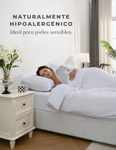 bienDo Duvet Cover Set 240 x 220 cm, Bamboo (400 Thread Count) for 150/160 Bed, White, Vegan Silk, Ultra Soft and Cooling, Breathable