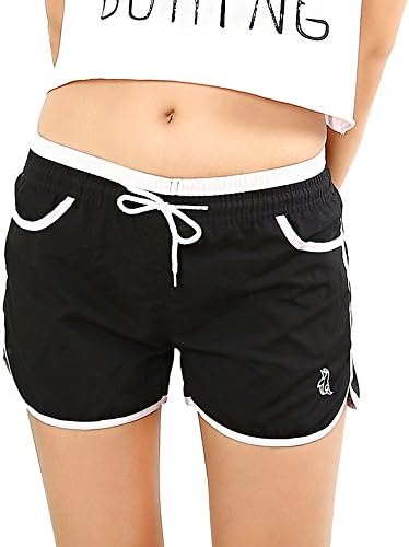 Ms. Summer Dry Loose Casual Pants Size Running Shorts Candy Colored Beach Pants Pants (L, Black)