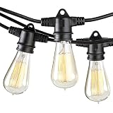 Brightech Ambience Pro Vintage Outdoor String Lights - 48 Ft Weatherproof Commercial Grade Edison Market Cafe Bistro Waterproof Light Strand for Patio Garden Porch Backyard Party Yard - Black