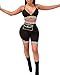 SCORP Women's Sexy Strappy Plunge V-Neck Padded Crop Top and Bodycon Short Pants 2 Piece Outfits Jumpsuit
