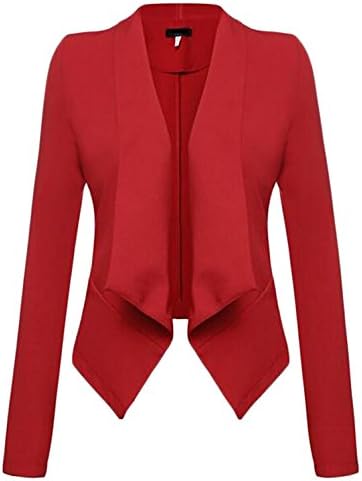 XTT Women's Lightweight Basic Long Sleeve Open-Front Blazer Red S