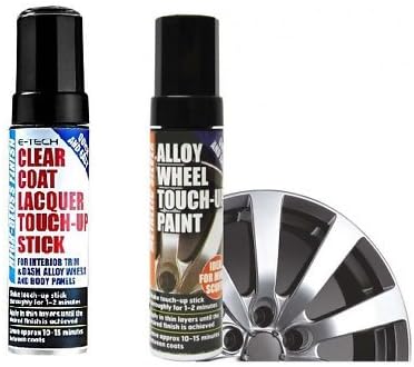 E-TECH Alloy Wheel Touch Up Twin Pack - 1 x Metallic Silver and 1 x Clear Lacquer