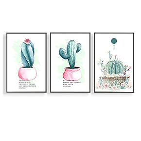 3 Piece Canvas Wall Art for Living Room, Bedroom Green Plants Framed Canvas Prints for Home Decoration Ready to Hang - 16"x24"x3 Panels