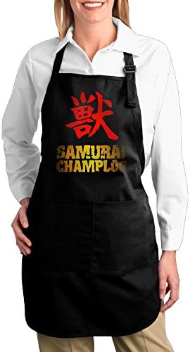 Samurai Champloo Adjustable Bib Chef Kitchen Aprons With Pockets Black