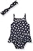 Calvin Klein Baby-Girls Printed Knit Denim Sun Suit with Headband, Blue, 12 Months