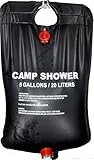 None-branded Solar Shower Bag, Solar Heated Camping Surf Shower (Black-20L/5Gallon)