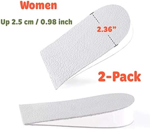 【CaserBay】Height Increase Shoe Insole Cowhide Leather Elastic Eva Invisible Increased Heel Lifting Inserts Half Elevator Heels Inserts Shoe Pads【2-Pack, Up 0.98 inch, for Women】